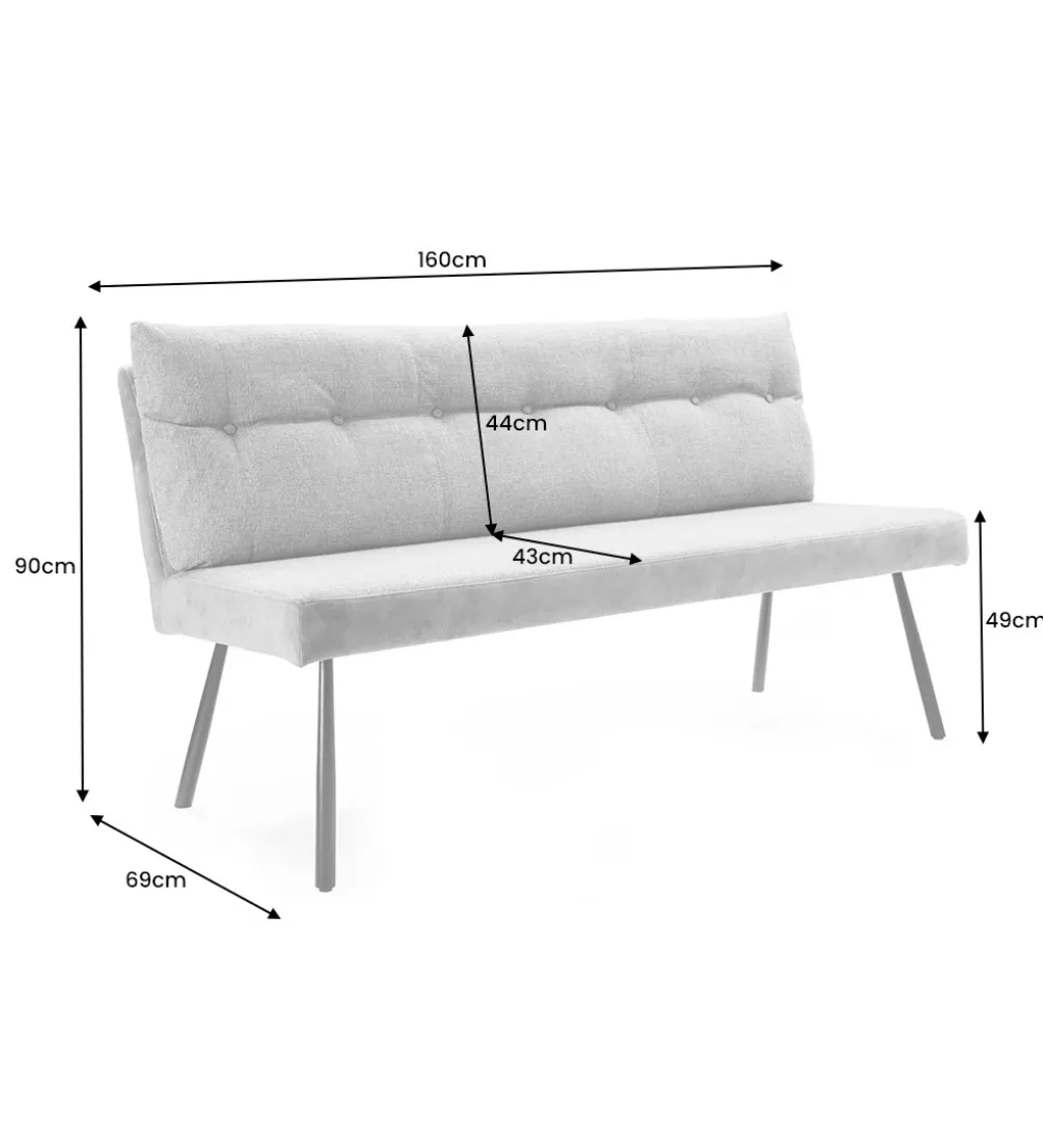 Ławka BIG GEORGE 160 cm welwet antracyt