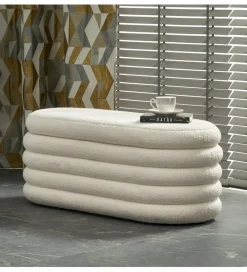 Ławka BLISS 105 cm bouclé kremowe z pojemnikiem