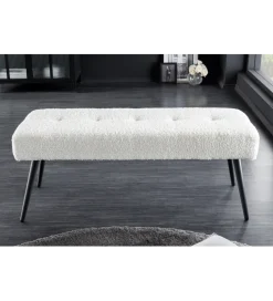 Ławka BOUTIQUE 100 cm tkanina bouclé biała
