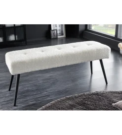 Ławka BOUTIQUE 100 cm tkanina bouclé biała