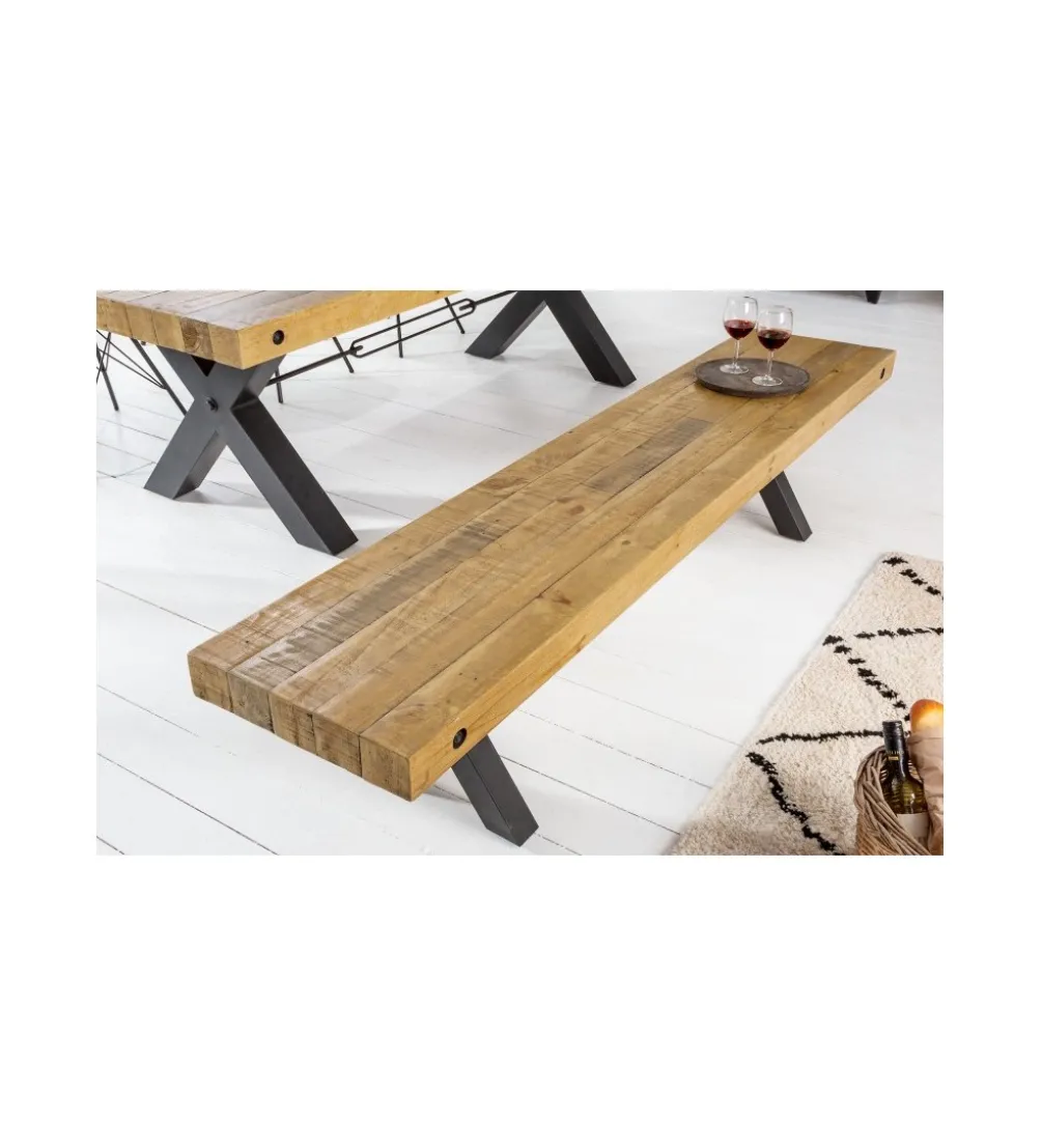 Ławka FACTORY Thor 200 cm drewno sosna brąz