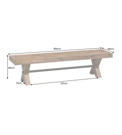 Ławka GOLIATH 180 cm drewno sosny naturalny czarny