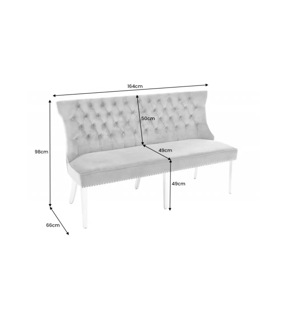 Ławka OXANA Modern Barock 164 cm Szara