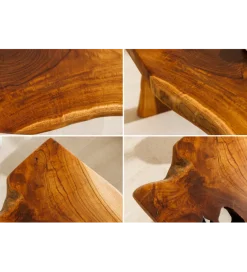 Ławka ROOT 100 cm drewno teak naturalny brąz