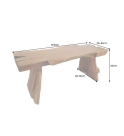Ławka ROOT 100 cm drewno teak naturalny brąz