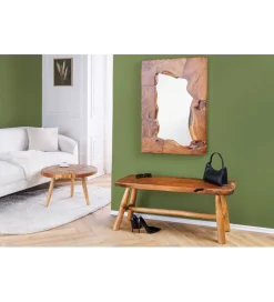 Ławka ROOT 100 cm drewno teak naturalny brąz