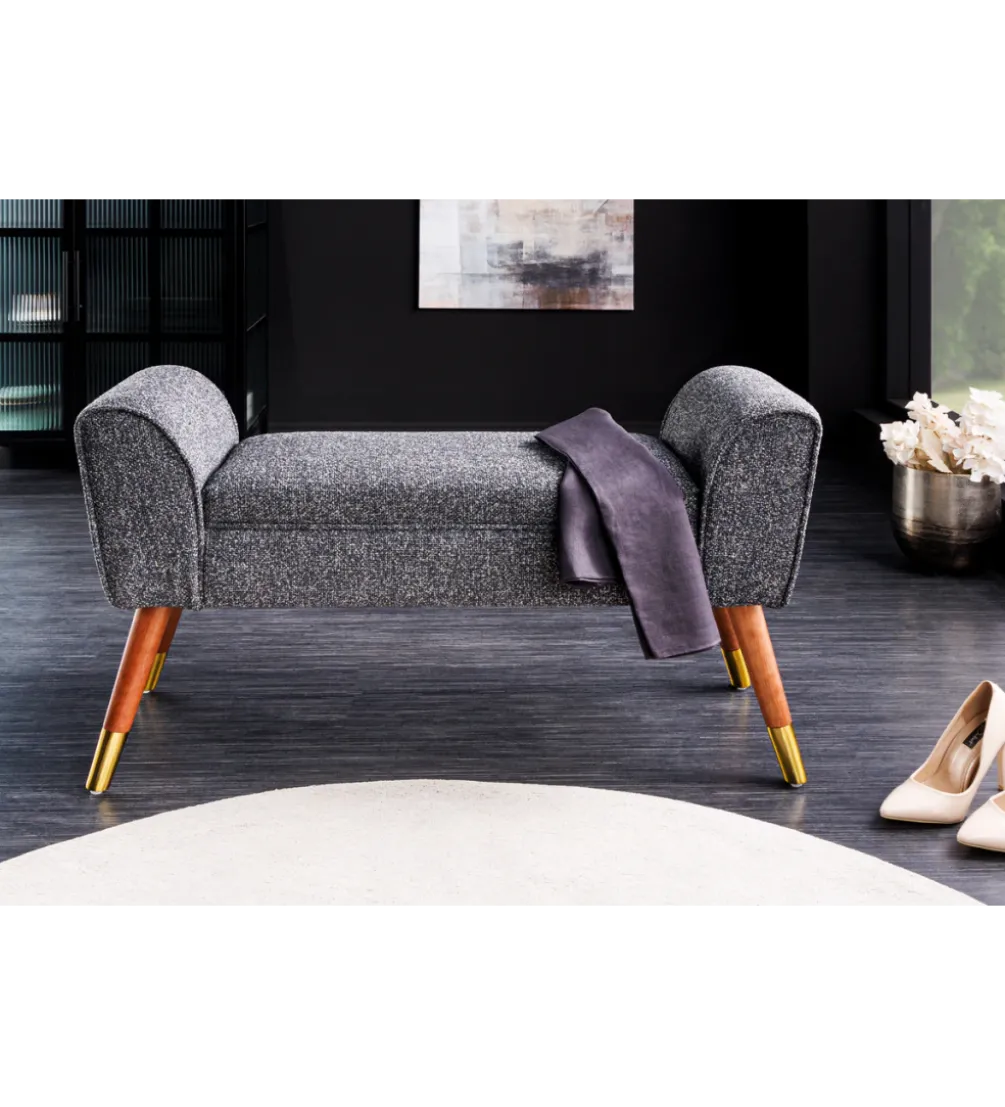 Ławka SCARLETT 90 cm tkanina bouclé antracyt