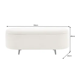 Ławka VOQUE 110 cm z pojemnikiem Bouclé kremowo biała