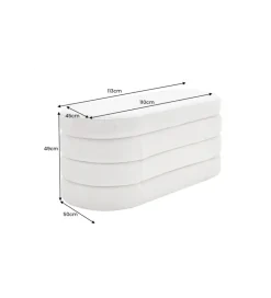 Ławka VOQUE 115 cm z pojemnikiem Bouclé kremowo biała