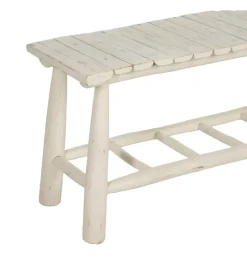 Ławka WORN 120 cm drewno teak bielona