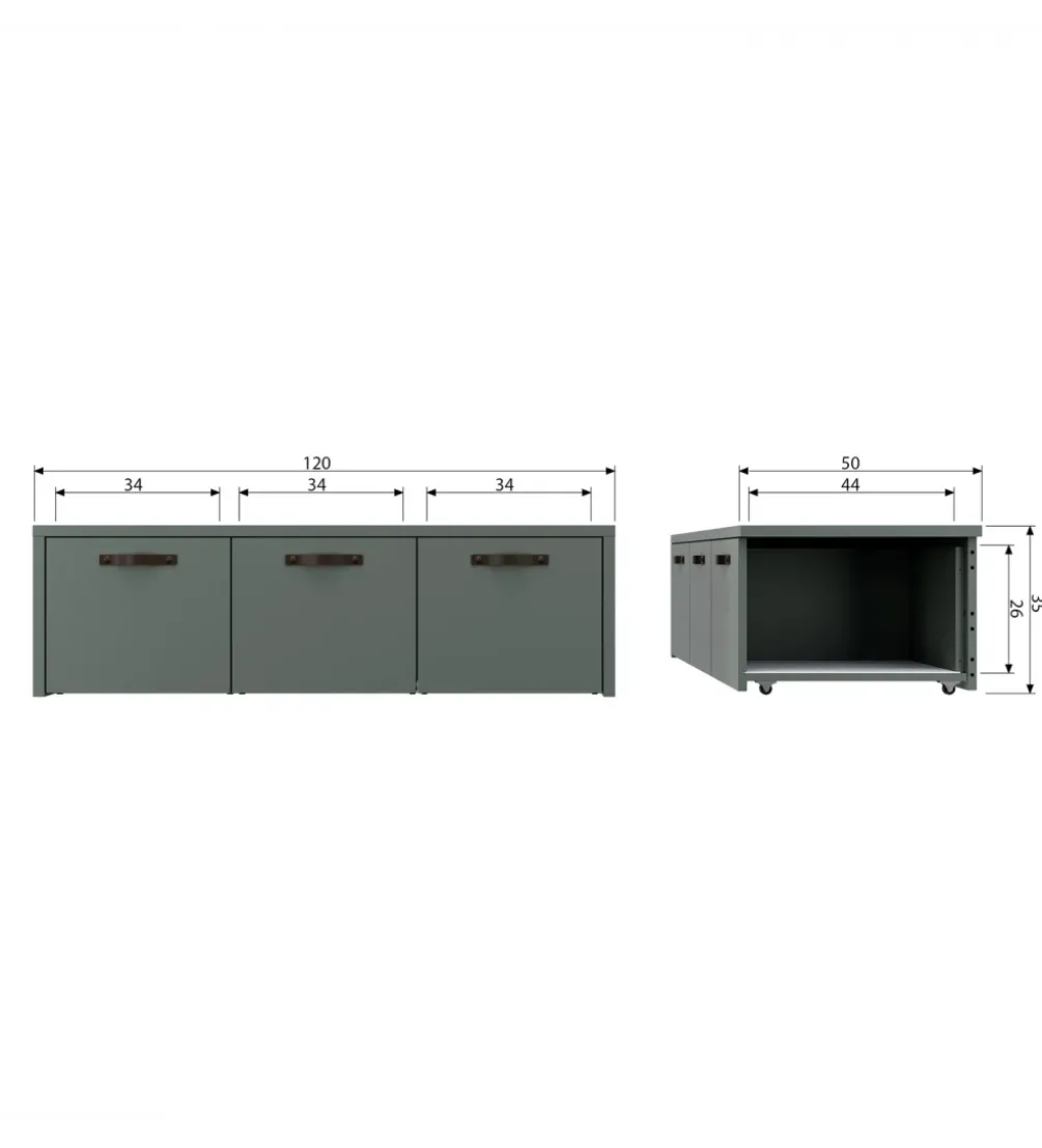 Ławka ze schowkiem STAGE 120 cm drewno sosny zielona