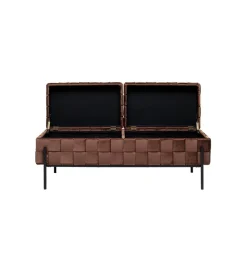 Ławka ze schowkiem WEAVE 121 cm mocca