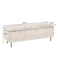Ławka z schowkiem EN VOUGE 120 cm welwet szary