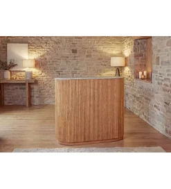 Barek wyspa TRES CHIC 120 cm drewno mango blat marmur