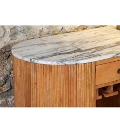Barek wyspa TRES CHIC 120 cm drewno mango blat marmur