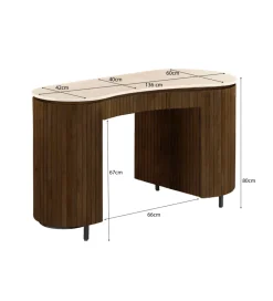Biurko BRIX DEXTER 136 cm drewno mango brązowe kamień bottecino