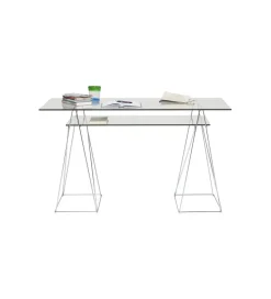 Biurko szklane POLAR 130 cm srebrne