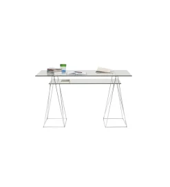 Biurko szklane POLAR 130 cm srebrne