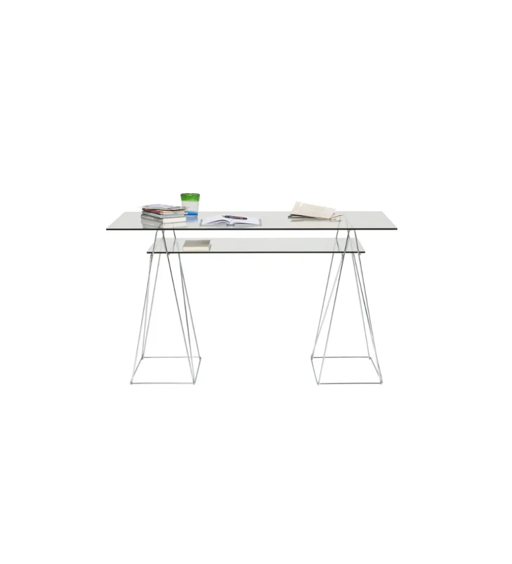 Biurko szklane POLAR 130 cm srebrne
