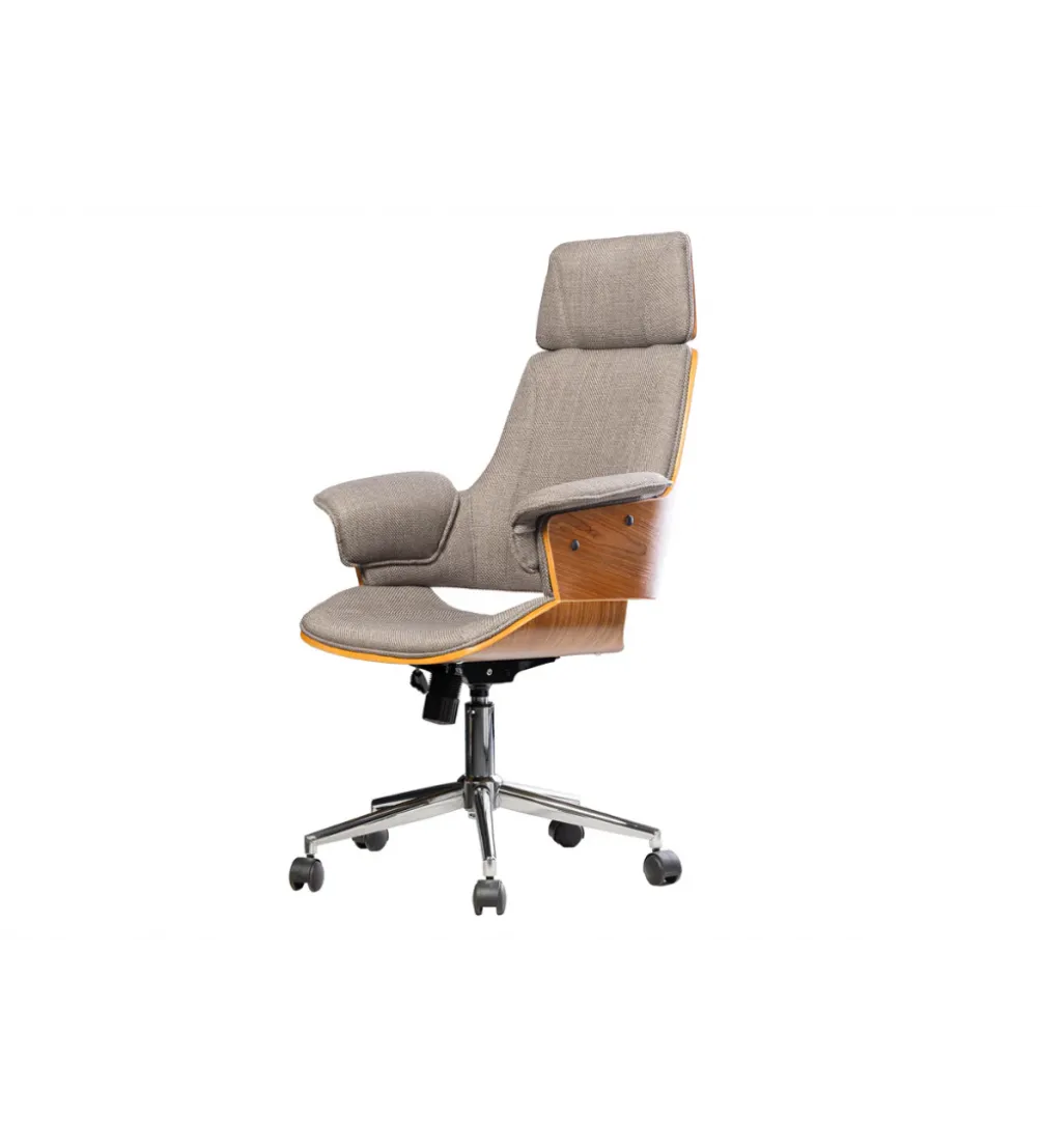 Fotel biurowy MANHATTAN od 44 do 54 cm szary drewno dębu