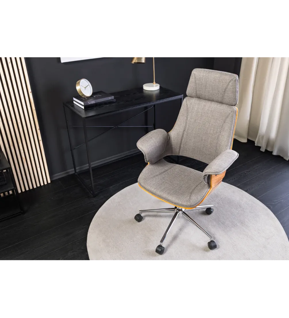 Fotel biurowy MANHATTAN od 44 do 54 cm szary drewno dębu