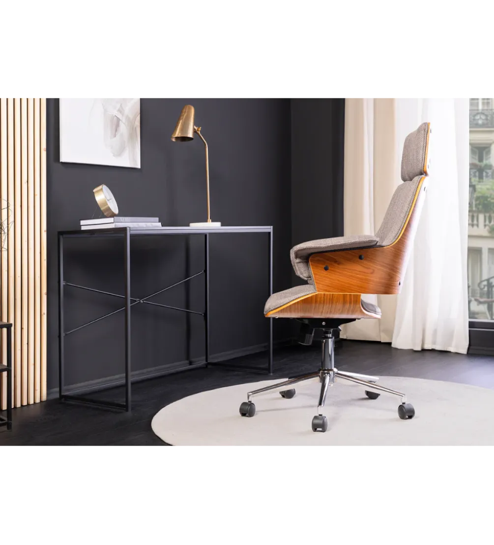Fotel biurowy MANHATTAN od 44 do 54 cm szary drewno dębu