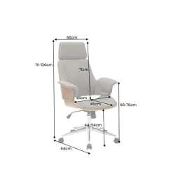 Fotel biurowy MANHATTAN od 44 do 54 cm szary drewno dębu