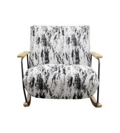 Fotel bujany KYLE 80 cm bouclé czarnobiały