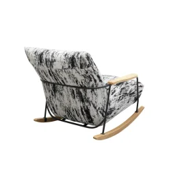 Fotel bujany KYLE 80 cm bouclé czarnobiały
