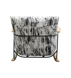 Fotel bujany KYLE 80 cm bouclé czarnobiały
