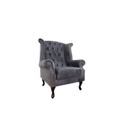 Fotel Chesterfield antyczny szary