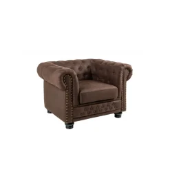 Fotel Chesterfield 105 Cm Brąz Vintage