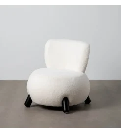Fotel ENKIR 73 cm biały tapicerowany boucle