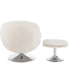 Fotel i podnóżek LOUNGERI 83 cm kremowe