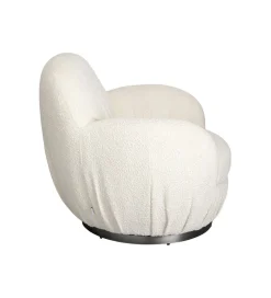 Fotel obrotowy Nube Bouclé 88 cm kremowy