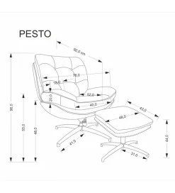 Fotel obrotowy PESTO z podnóżkiem beżowy