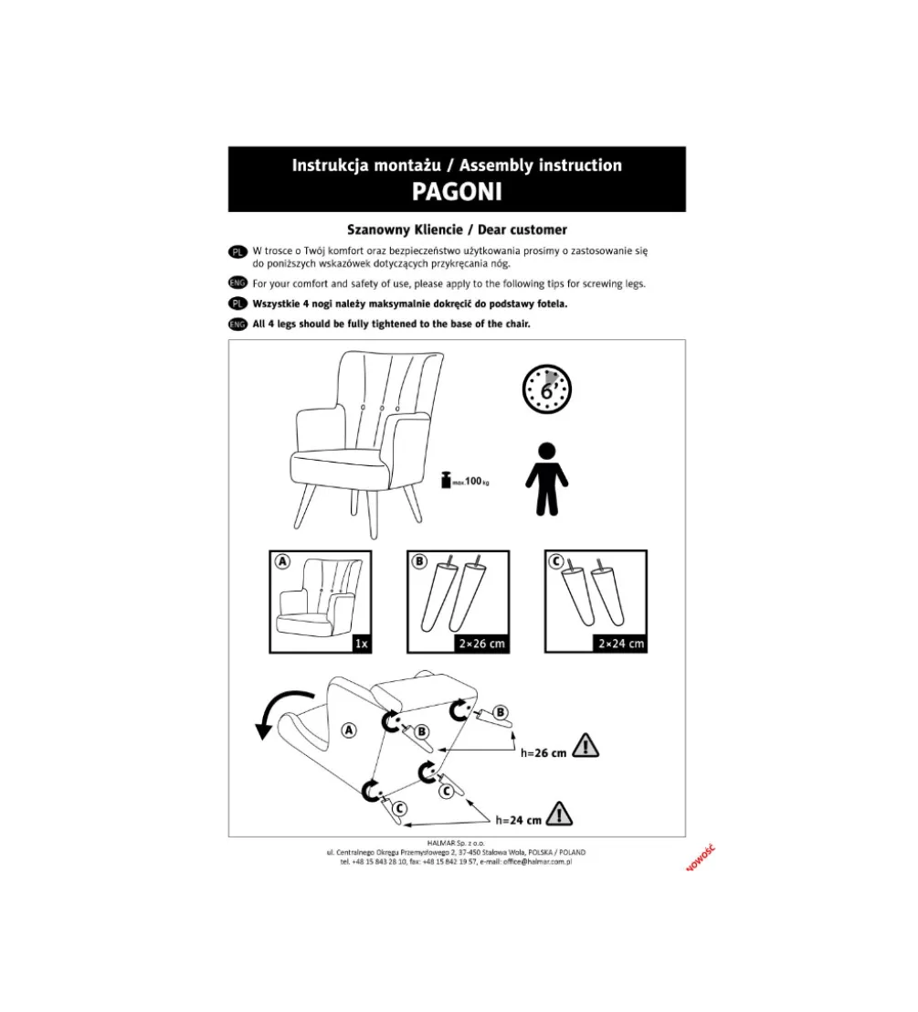 Fotel PAGONI czarny
