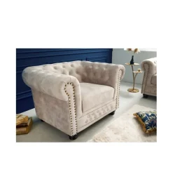 Fotel ROCHESTER Chesterfield 105 cm beżowy