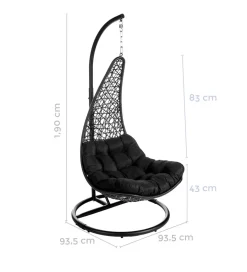 Fotel wiszący POLE DIDO 192 cm rattan czarny