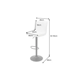 Hoker MODENA od 92 cm do 115 cm 360 stopni obrotu biały skórzany