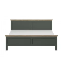 Łóżko EVORA 160 cm x 200 cm zielone z dodatkiem koloru dąb Lefkas