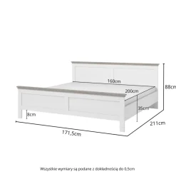 Łóżko EVORA 160 cm x 200 cm zielone z dodatkiem koloru dąb Lefkas