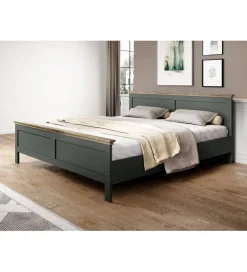 Łóżko EVORA 180 cm x 200 cm zielone z dodatkiem koloru dąb Lefkas