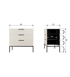 Komoda ADAM 94 cm drewno sosny dust