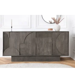 Komoda ART DECO 170 cm drewno mango szary