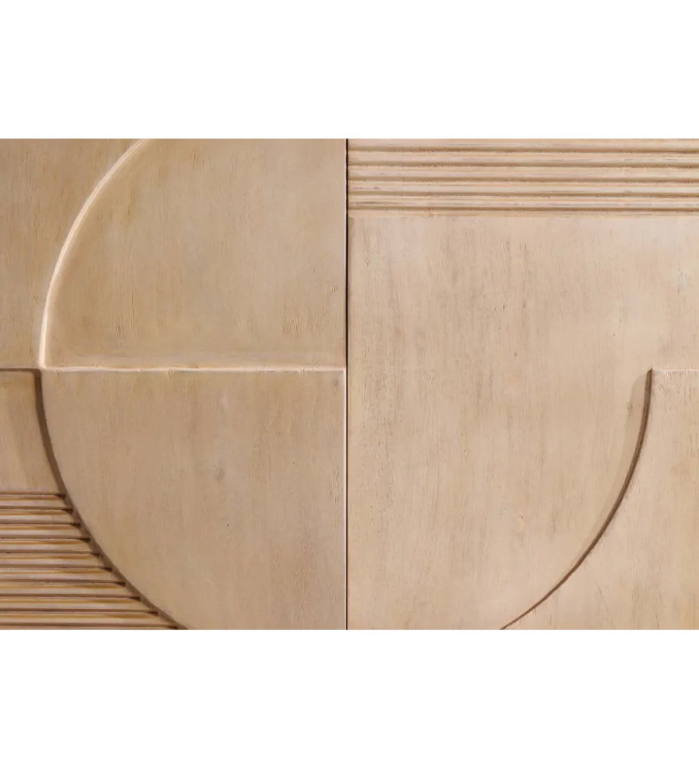 Komoda ART DECO 170 cm drewno mango biało beżowa