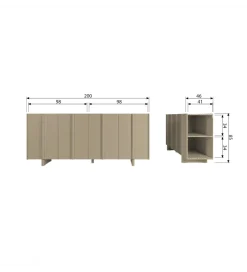 Komoda BASU 200 cm drewno sosny piaskowa