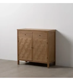 Komoda BATARU 90 cm drewno paulowni naturalna