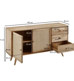 Komoda BELIZE 140 cm drewno mango