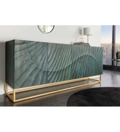 Komoda Davide ANTILIA Scorpion 177 cm drewno mango turkusowa Ciemna